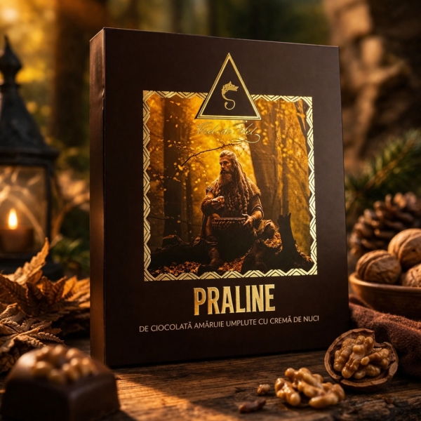 Praline de ciocolată amăruie umplute cu cremă de nuci
